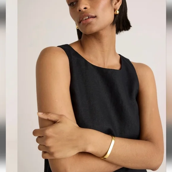 NWT Quince 100% European Linen Tank Dress-Black - Picture 3 of 8